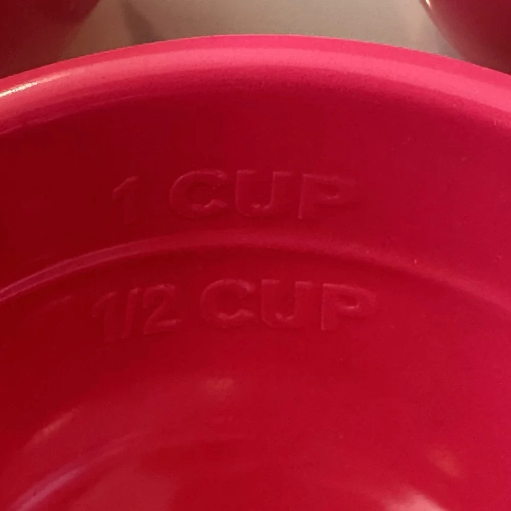 Sur La Table Fuchsia Pink Melamine Nesting Prep Bowls & Measuring Cups Set Of 5